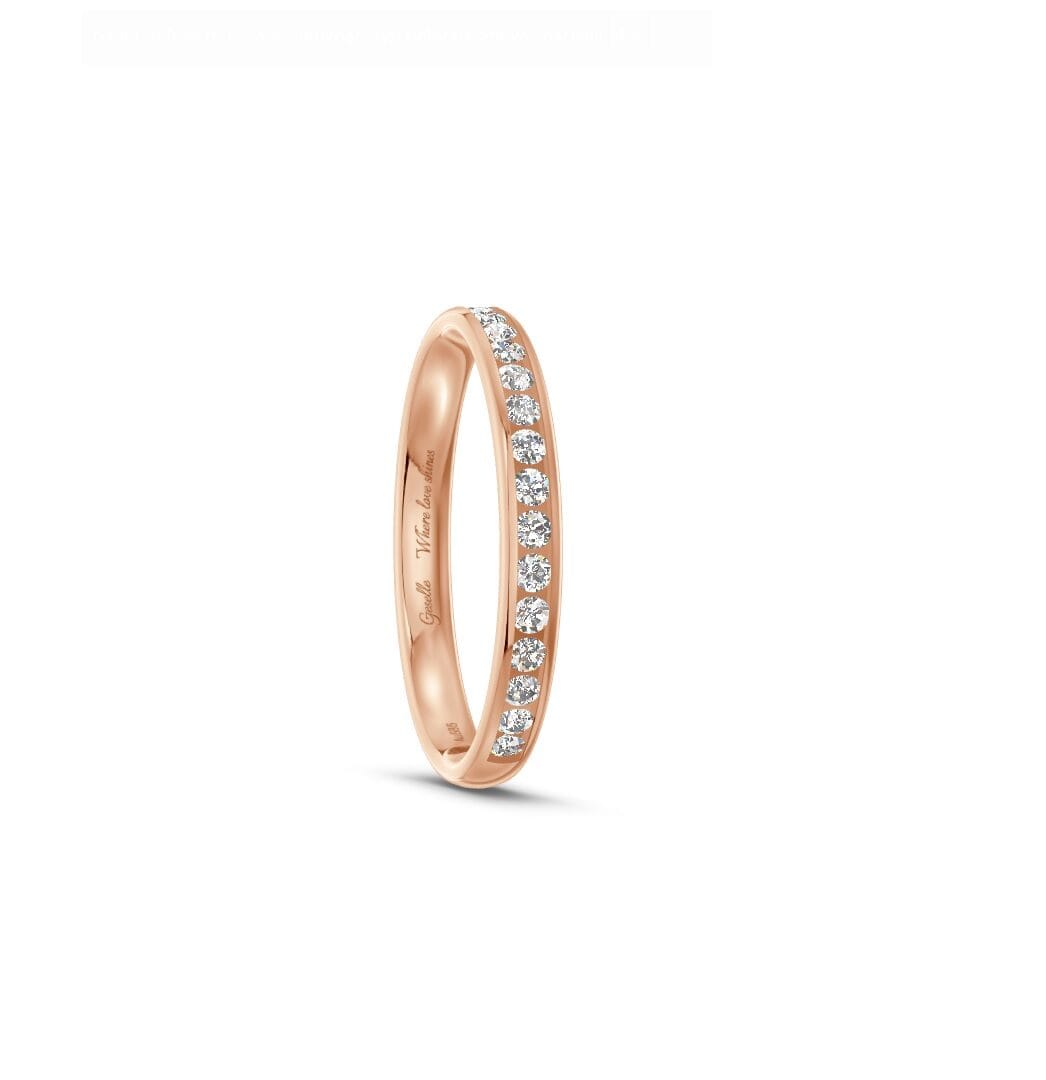 Pierścionek obrączka lekko półokrągła z diamentami RINGS 0.015 ct oprawa Chanel z różowego złota (2)