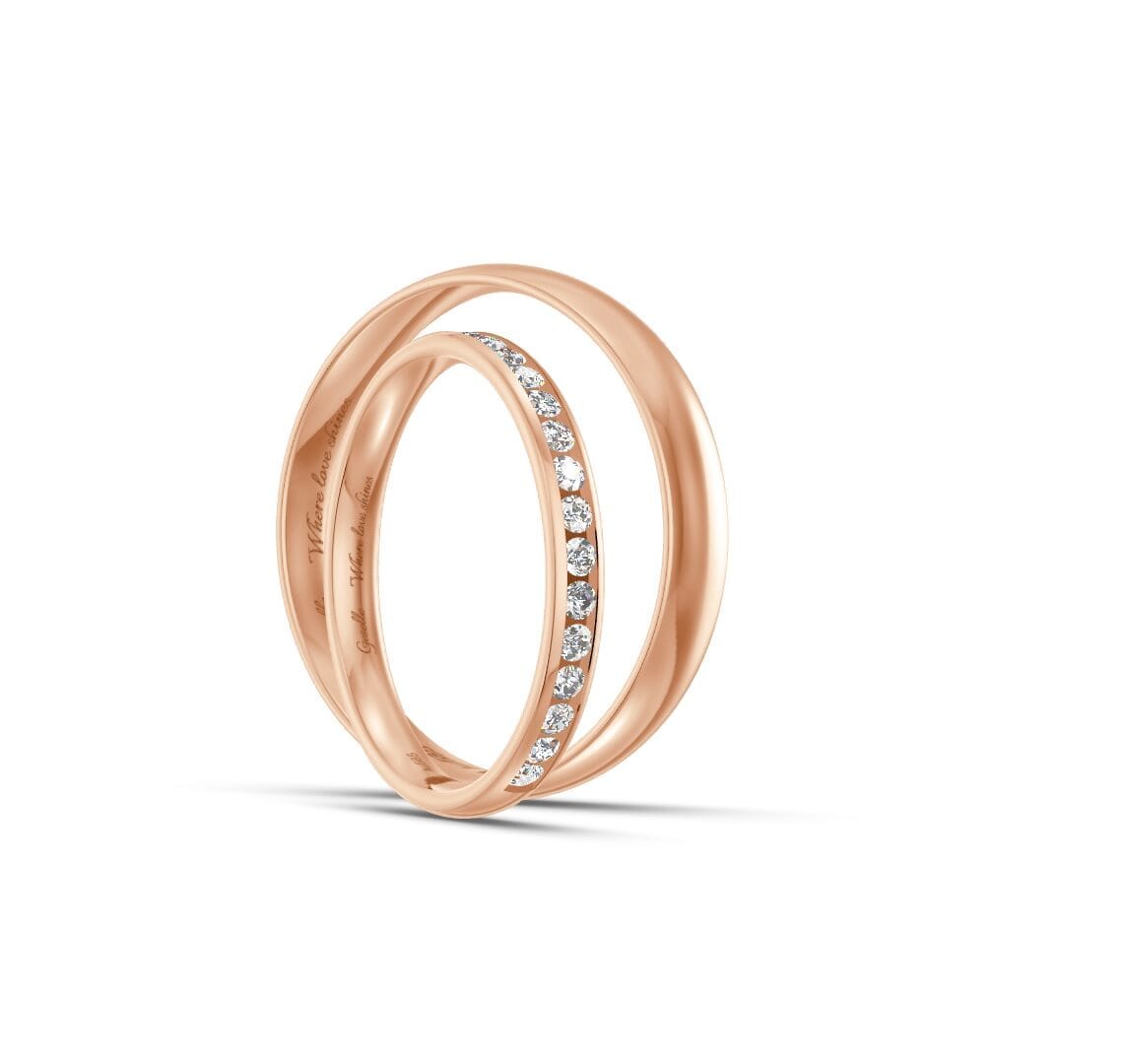 Pierścionek obrączka lekko półokrągła z diamentami RINGS 0.015 ct oprawa Chanel z różowego złota (5)