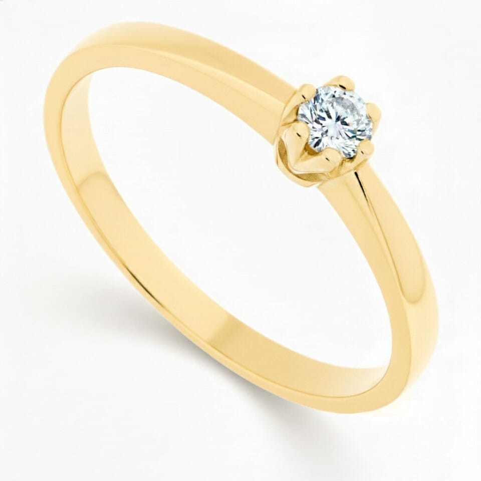 Pierścionek zaręczynowy z diamentem 0.10 ct Classic I z żółtego złota GESELLE