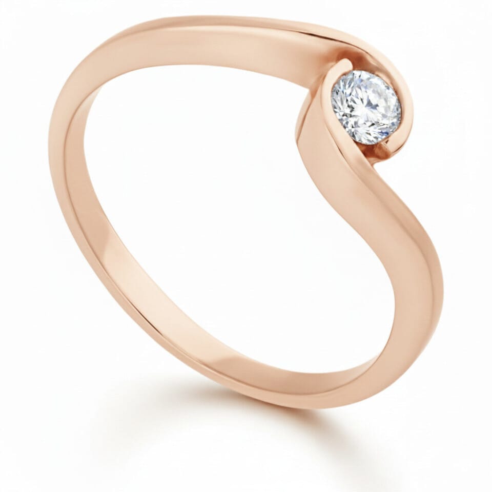 Pierścionek zaręczynowy z diamentem Nova z różowego złota 0.15 ct GESELLE