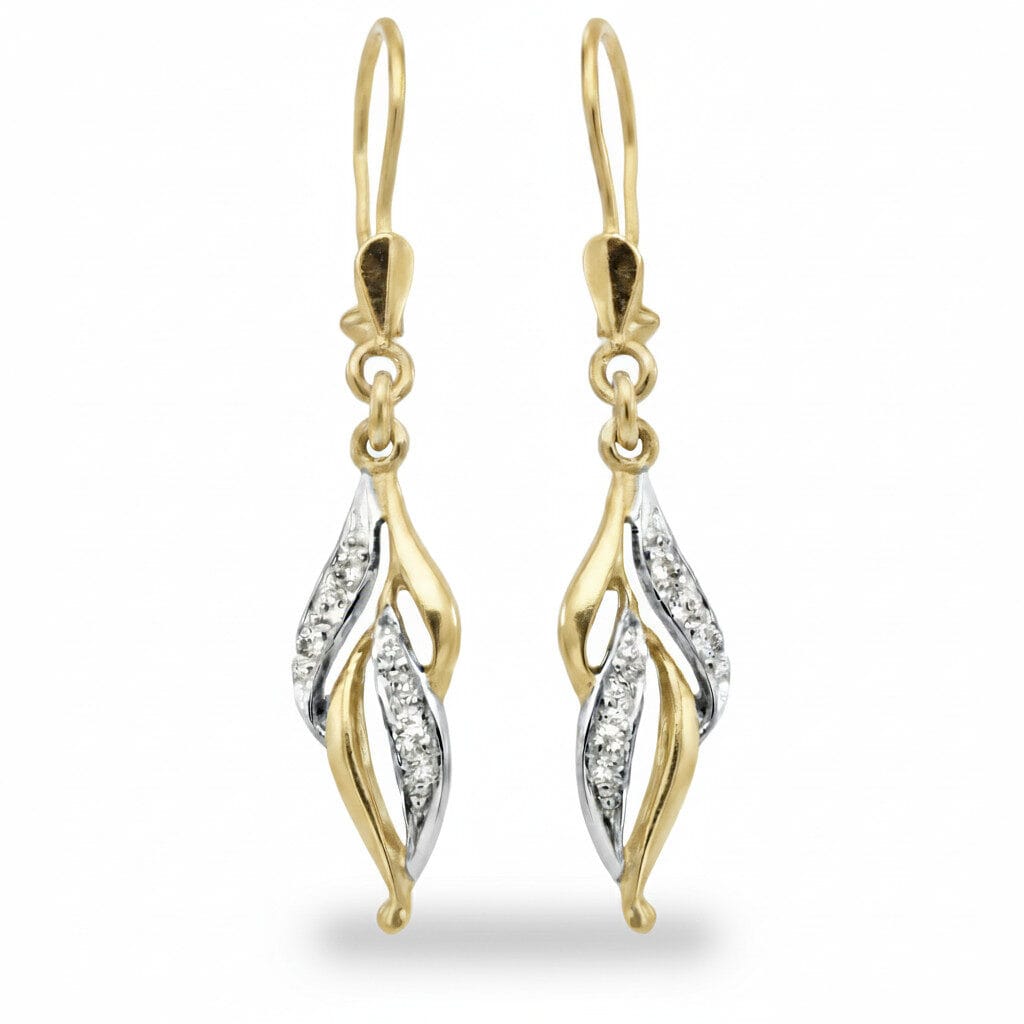 Wiszące kolczyki z żółtego złota z cyrkoniami