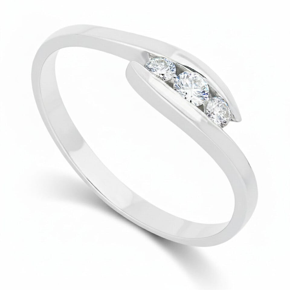Pierścionek zaręczynowy z diamentami Trio z białego złota 0.15 ct GESELLE