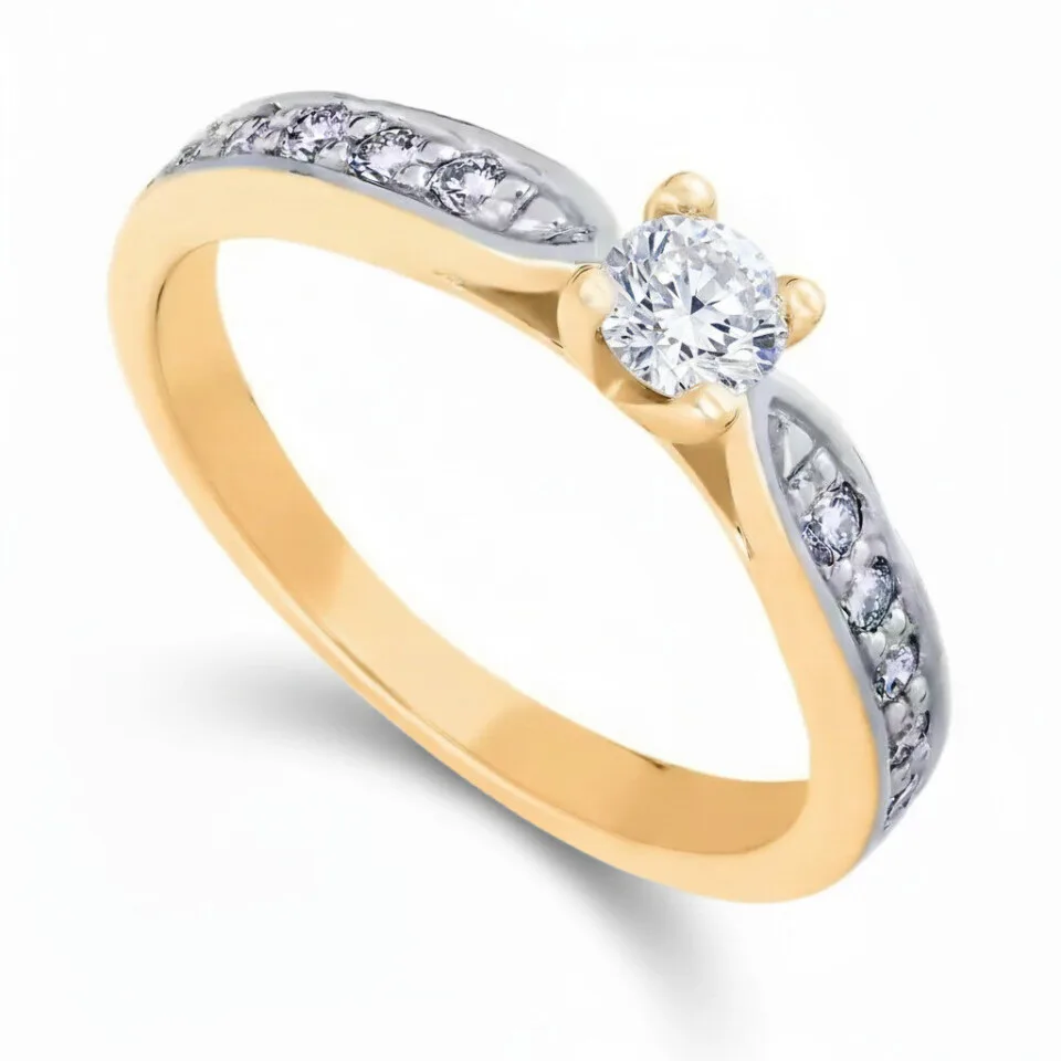 Pierścionek zaręczynowy Valencia w żółtym złocie z diamentami 0.40 ct GESELLE