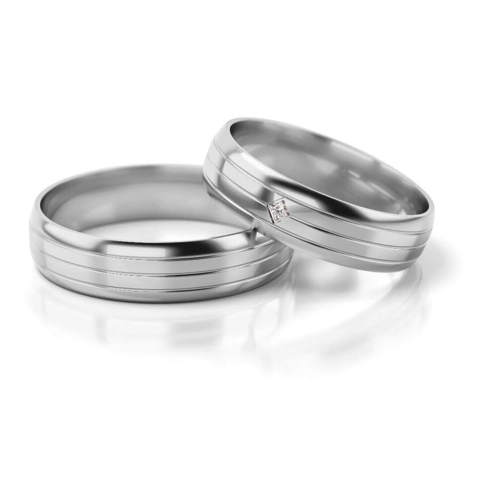 Obrączki ślubne z białego złota damska z kamieniem model ST-240