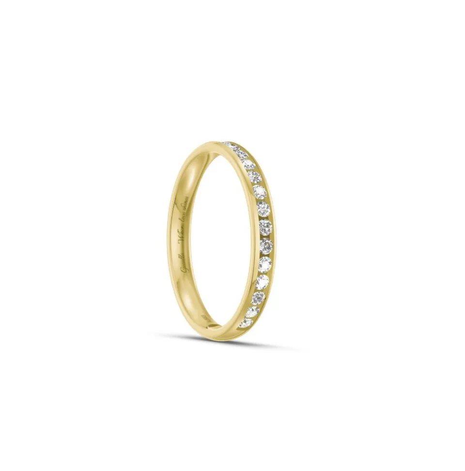 Pierścionek obrączka lekko półokrągła z diamentami RINGS 0.015 ct oprawa Chanel