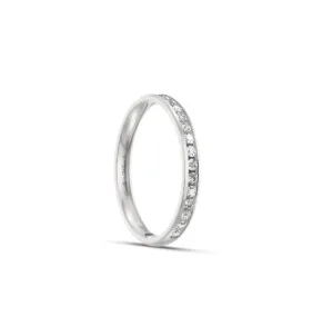Pierścionek obrączka lekko półokrągła z diamentami RINGS 0.015 ct oprawa Chanel z białego złota