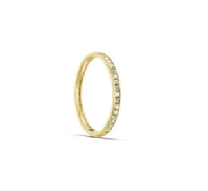 Pierścionek obrączka lekko półokrągła z diamentami RINGS 0.01ct oprawa Chanel