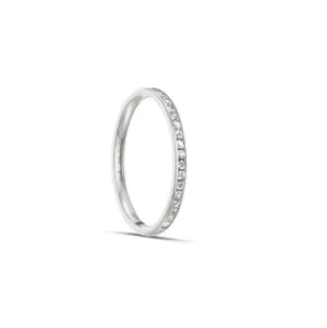 Pierścionek obrączka lekko półokrągła z diamentami RINGS 0.01ct oprawa Chanel z białego złota