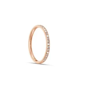 Pierścionek obrączka lekko półokrągła z diamentami RINGS 0.01ct oprawa Chanel z różowego złota