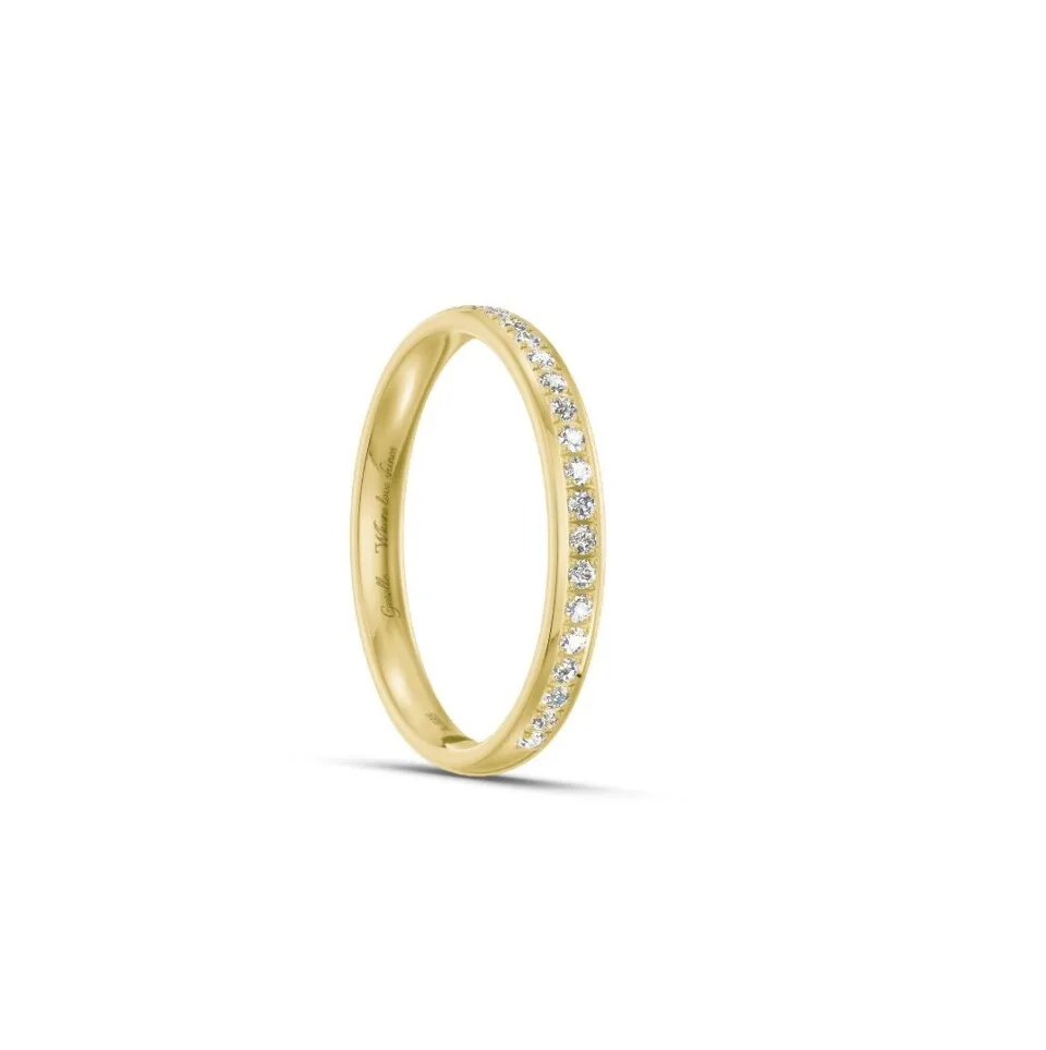 Pierścionek obrączka lekko półokrągła z diamentami RINGS 0.01ct oprawa Pave