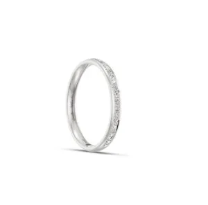 Pierścionek obrączka lekko półokrągła z diamentami RINGS 0.01ct oprawa Pave z białego złota