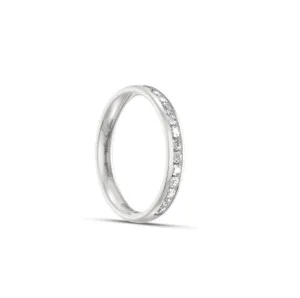 Pierścionek obrączka lekko półokrągła z diamentami RINGS 0.02ct oprawa Chanel z białego złota