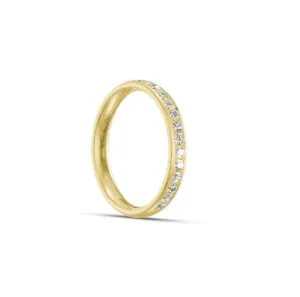 Pierścionek obrączka lekko półokrągła z diamentami RINGS 0.02ct oprawa Pave