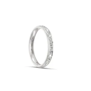 Pierścionek obrączka lekko półokrągła z diamentami RINGS 0.02ct oprawa Pave z białego złota