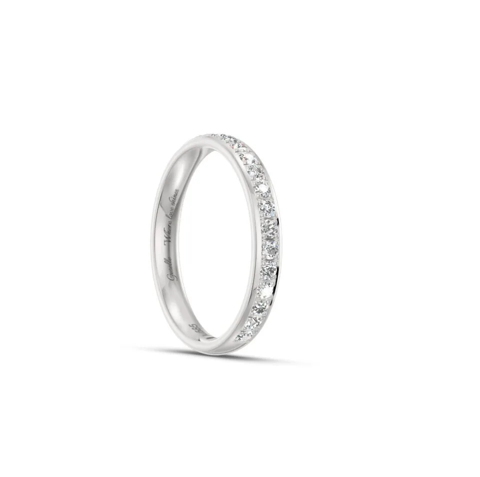 Pierścionek obrączka lekko półokrągła z diamentami RINGS 0.02ct oprawa Pave z białego złota