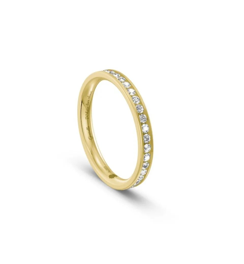 Pierścionek obrączka z diamentami RINGS 0.015ct oprawa Chanel
