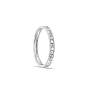 Pierścionek obrączka z diamentami RINGS 0.015ct oprawa Chanel z białego złota