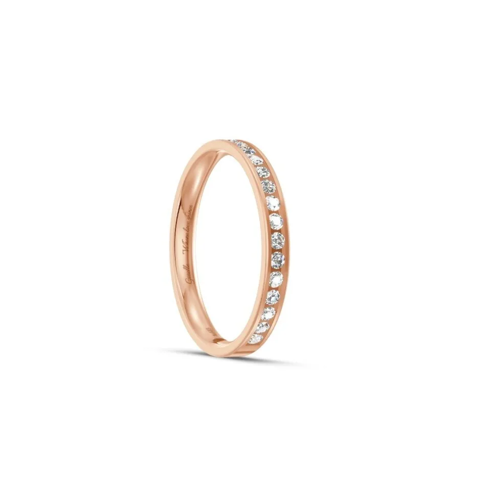 Pierścionek obrączka z diamentami RINGS 0.015ct oprawa Chanel z różowego złota