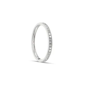 Pierścionek obrączka z diamentami RINGS 0.01ct oprawa Chanel z białego złota