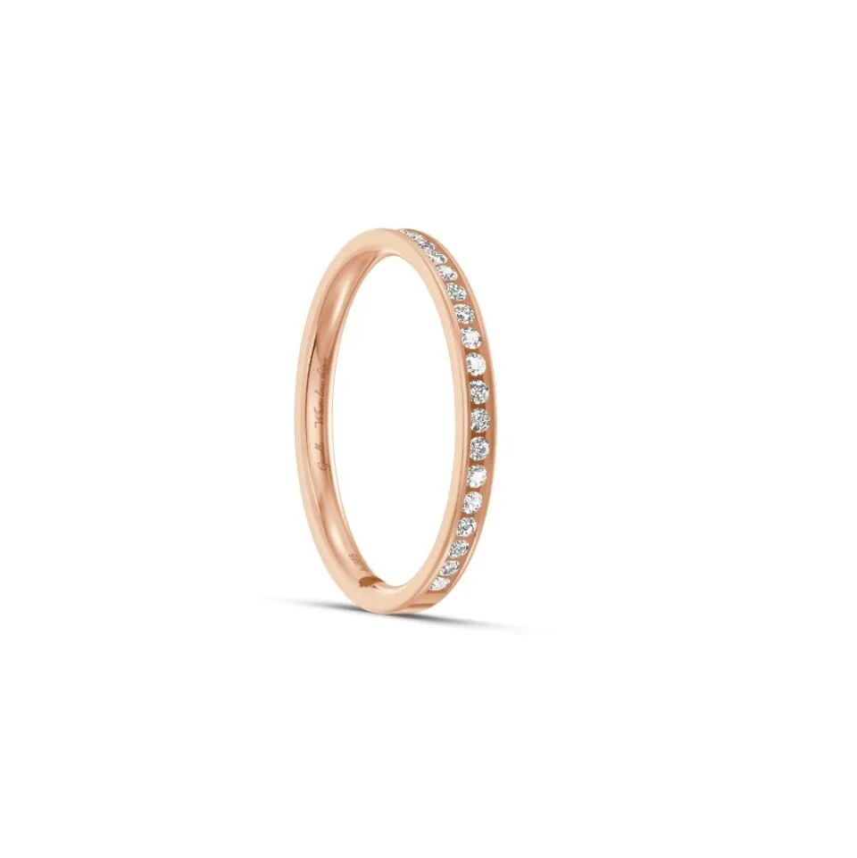 Pierścionek obrączka z diamentami RINGS 0.01ct oprawa Chanel z różowego złota