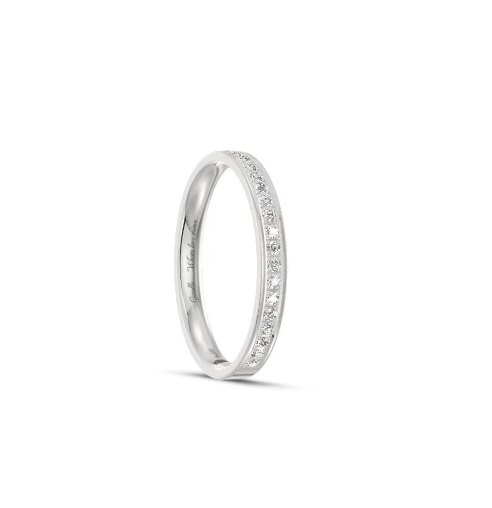 Pierścionek obrączka z diamentami RINGS 0.01ct oprawa Pave z białego złota