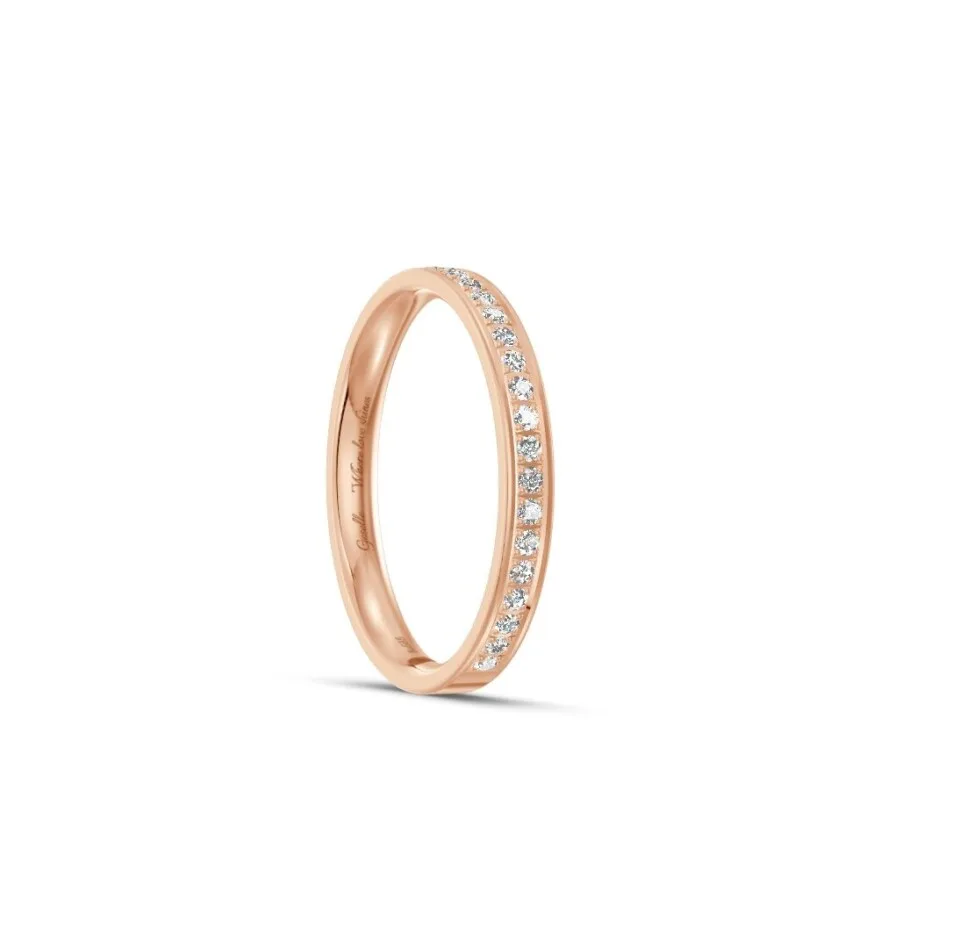 Pierścionek obrączka z diamentami RINGS 0.01ct oprawa Pave z różowego złota