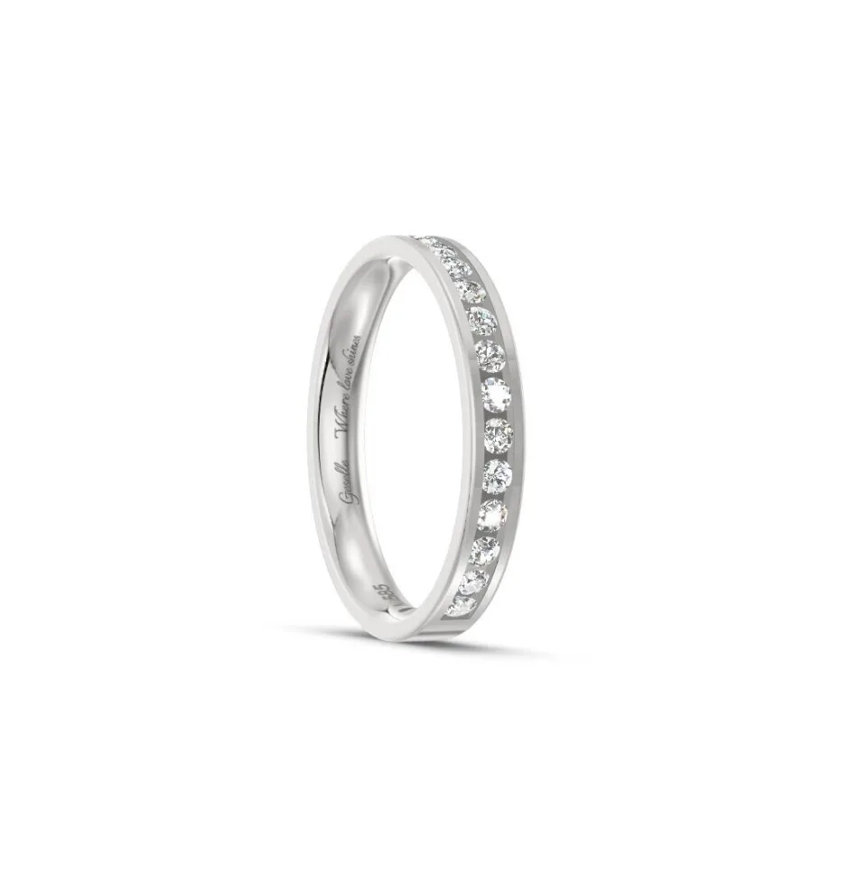 Pierścionek obrączka z diamentami RINGS 0.02ct oprawa Chanel z białego złota