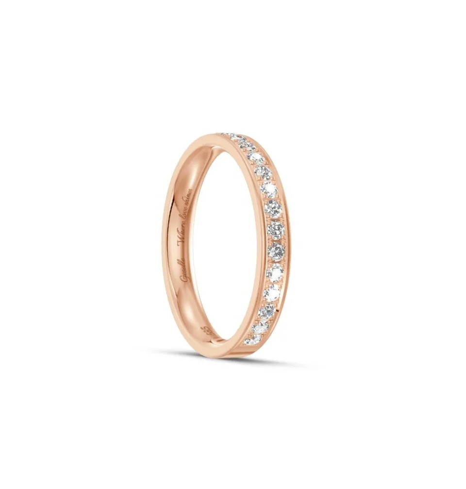 Pierścionek obrączka z diamentami RINGS 0.02ct oprawa Pave z różowego złota
