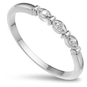 Pierścionek z białego złota Estera z trzema diamentami GESELLE 0.045 ct