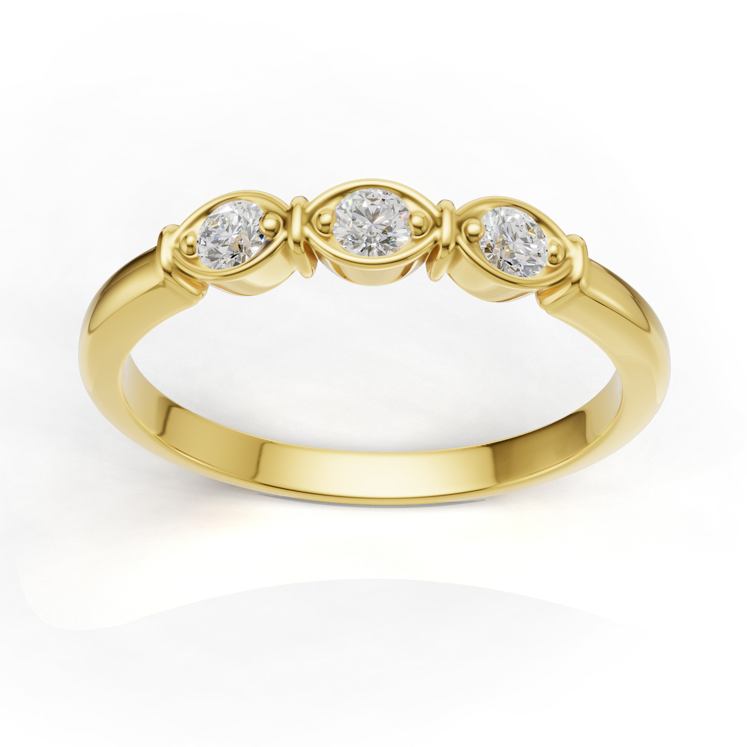 Pierścionek z żółtego złota Estera z trzema diamentami GESELLE 0.15 ct (2)