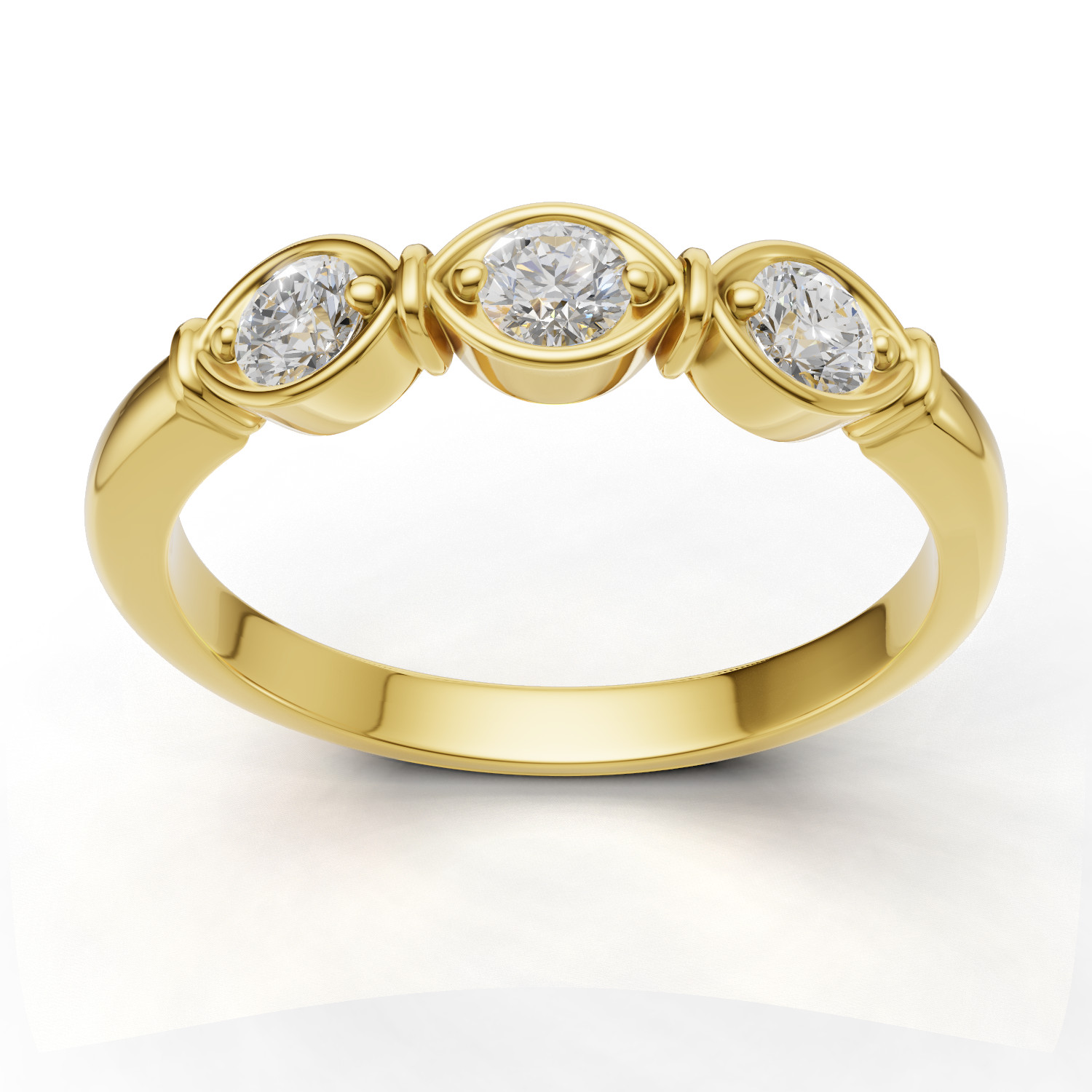 Pierścionek z żółtego złota Estera z trzema diamentami GESELLE 0.30 ct (2)