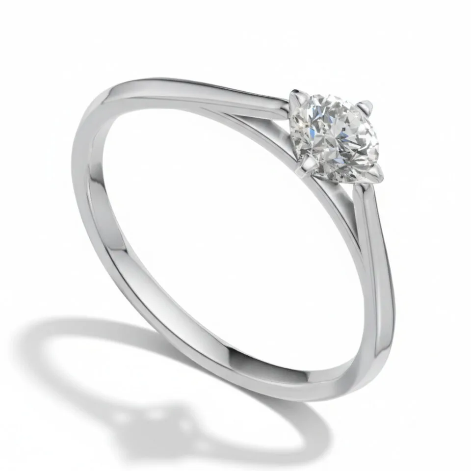 Pierścionek zaręczynowy z diamentem The Lumi z białego złota 0.30 ct GESELLE