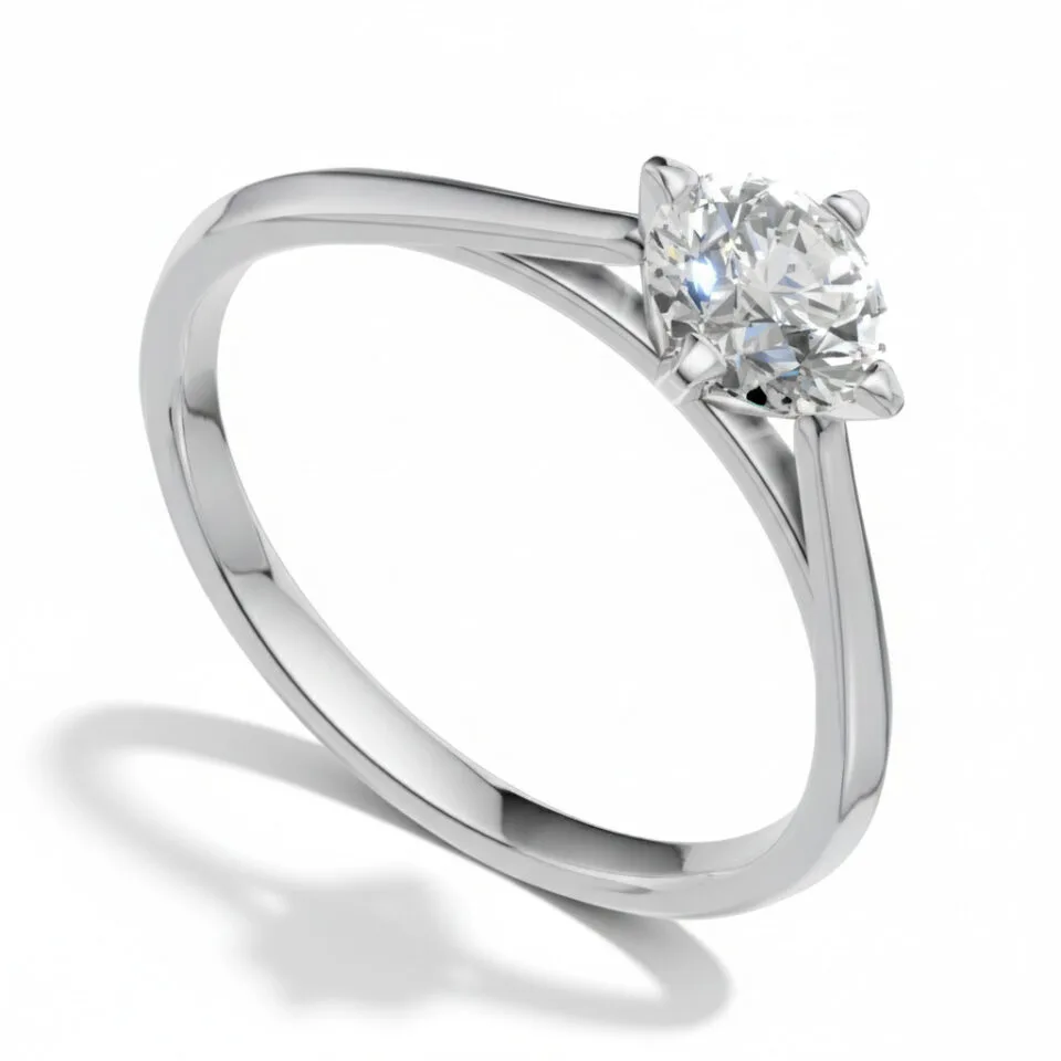 Pierścionek zaręczynowy z diamentem laboratoryjnym The Lumi z białego złota 0.50 ct GESELLE