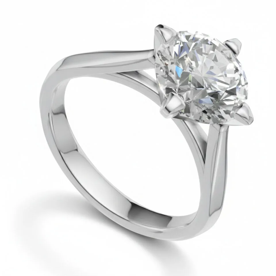 Pierścionek zaręczynowy z diamentem laboratoryjnym The Lumi z białego złota 2.00 ct GESELLE