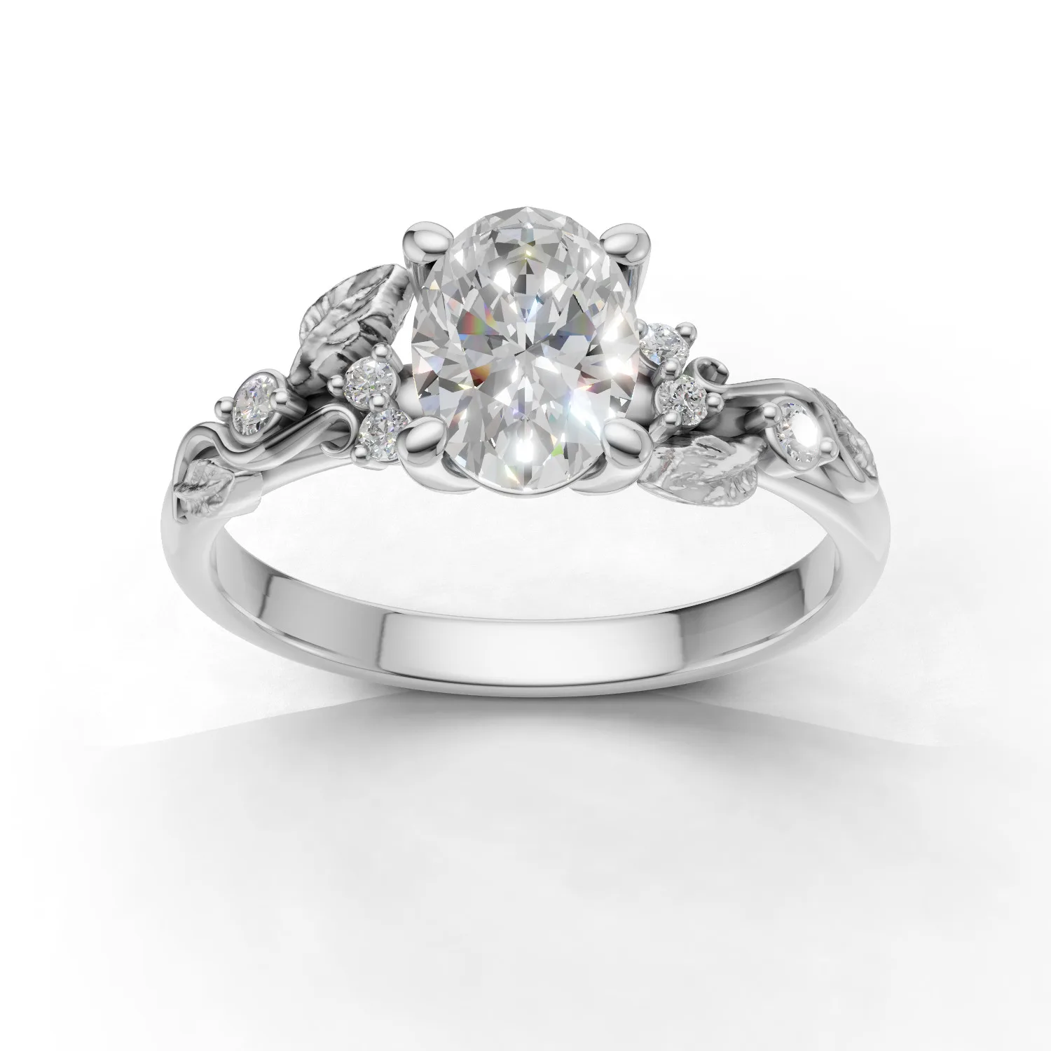 Pierścionek zaręczynowy Oriana z białego złota z diamentem laboratoryjnym 1.00 ct (1)