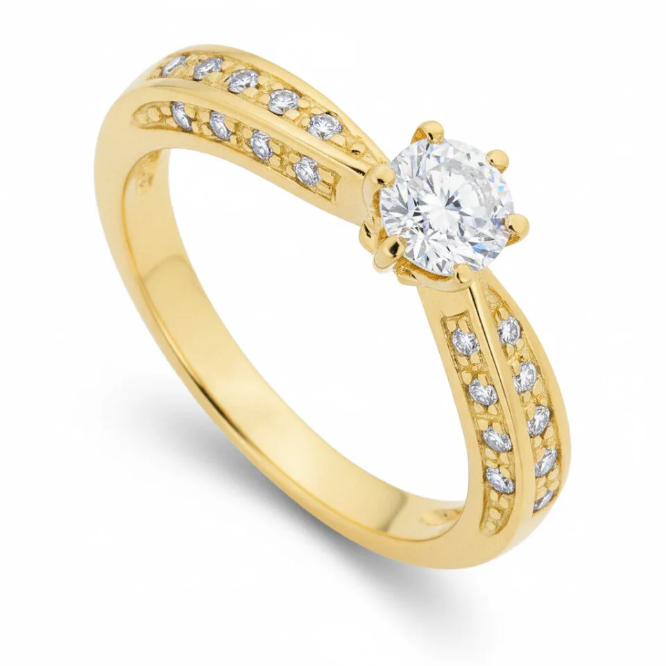 Pierścionek zaręczynowy Orion z diamentami w żółtym złocie 0.67 ct GESELLE