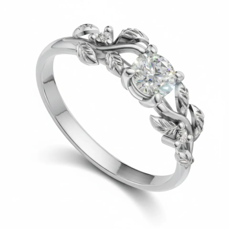 Pierścionek zaręczynowy Ornelia Round z białego złota z diamentami 0.32 ct GESELLE