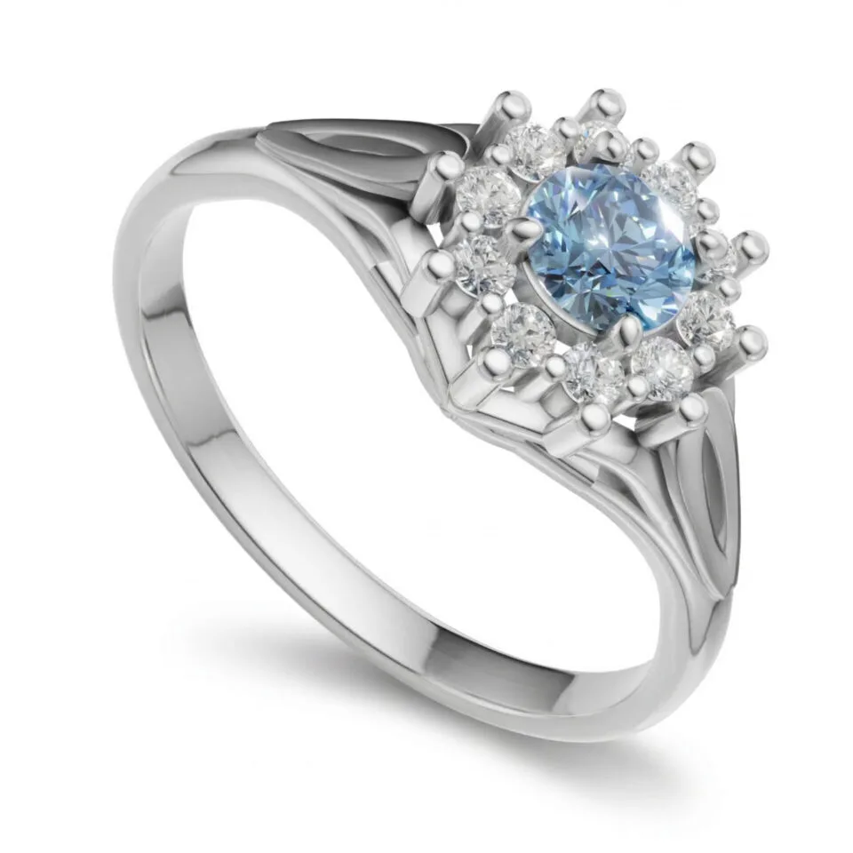 Pierścionek zaręczynowy Regalis w białym złocie z topazem i diamentami GESELLE