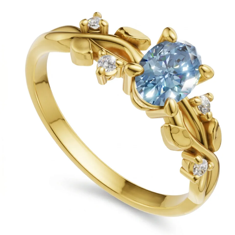 Pierścionek zaręczynowy Rosalie z żółtego złota z topazem i diamentami GESELLE