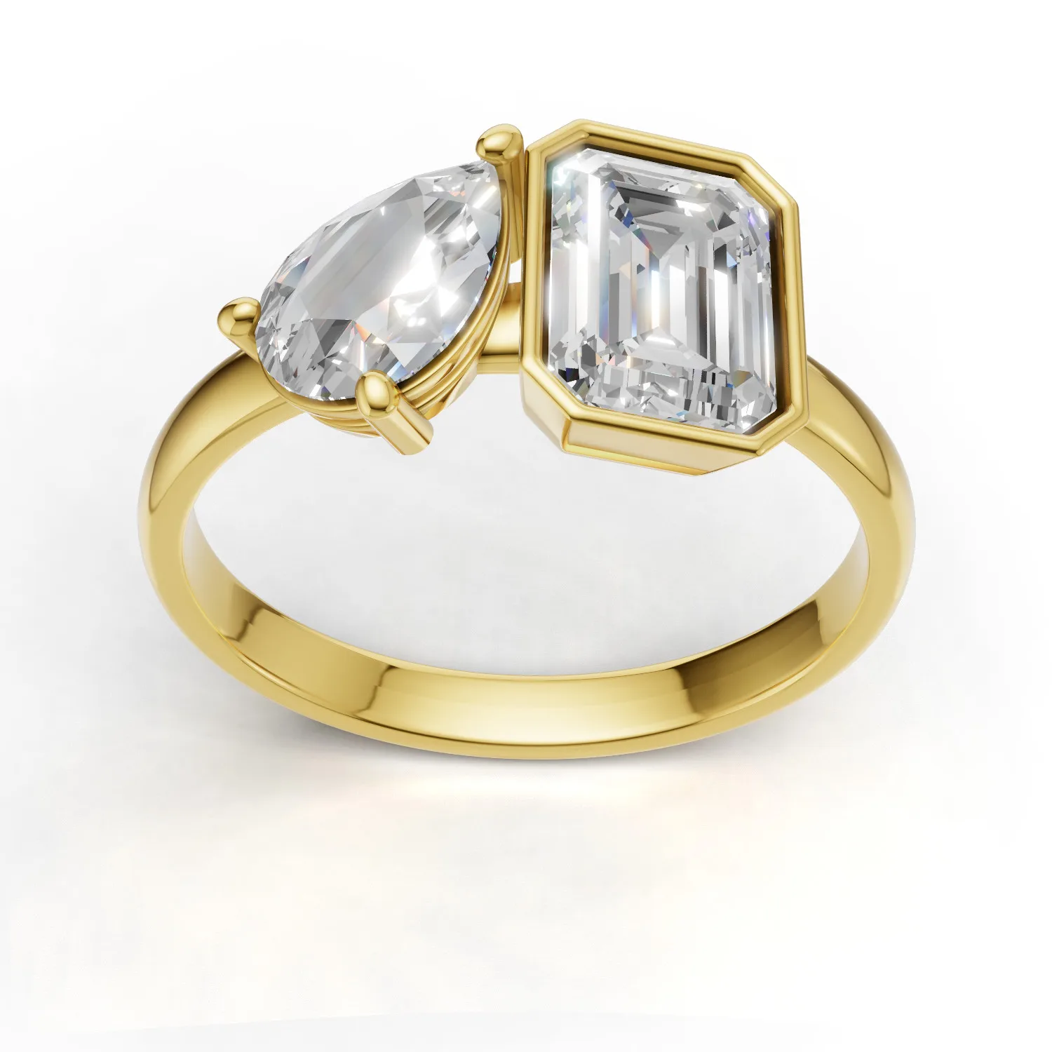 Pierścionek zaręczynowy Toi et Moi z żółtego złota z diamentami laboratoryjnymi 1.80 ct GESELLE (2)
