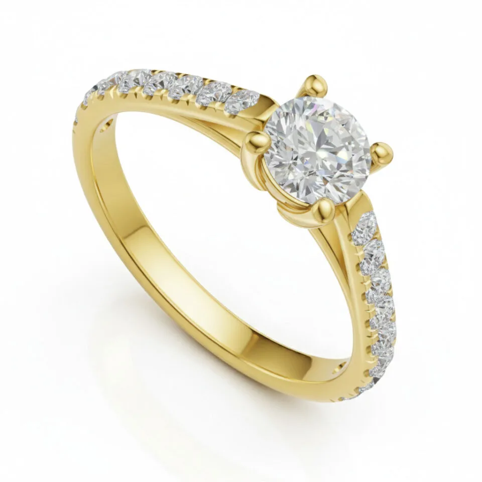 Pierścionek zaręczynowy Valeria w żółtym złocie z diamentami 0.75 ct