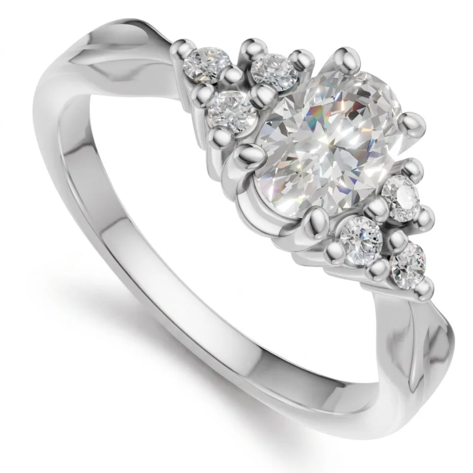 Pierścionek zaręczynowy Vivid II z białego złota z diamentami naturalnymi 0.59 ct GESELLE