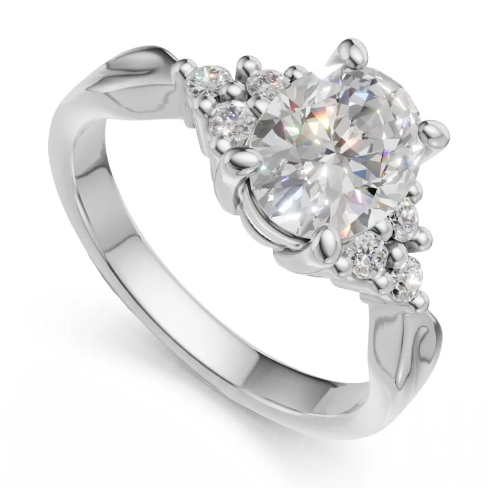 Pierścionek zaręczynowy Vivid II z białego złota z diamentami naturalnymi 1.12 ct GESELLE