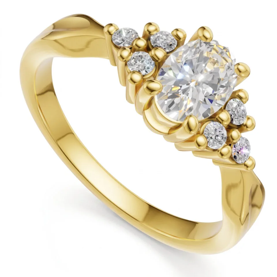 Pierścionek zaręczynowy Vivid II z żółtego złota z diamentami naturalnymi 0.59 ct GESELLE