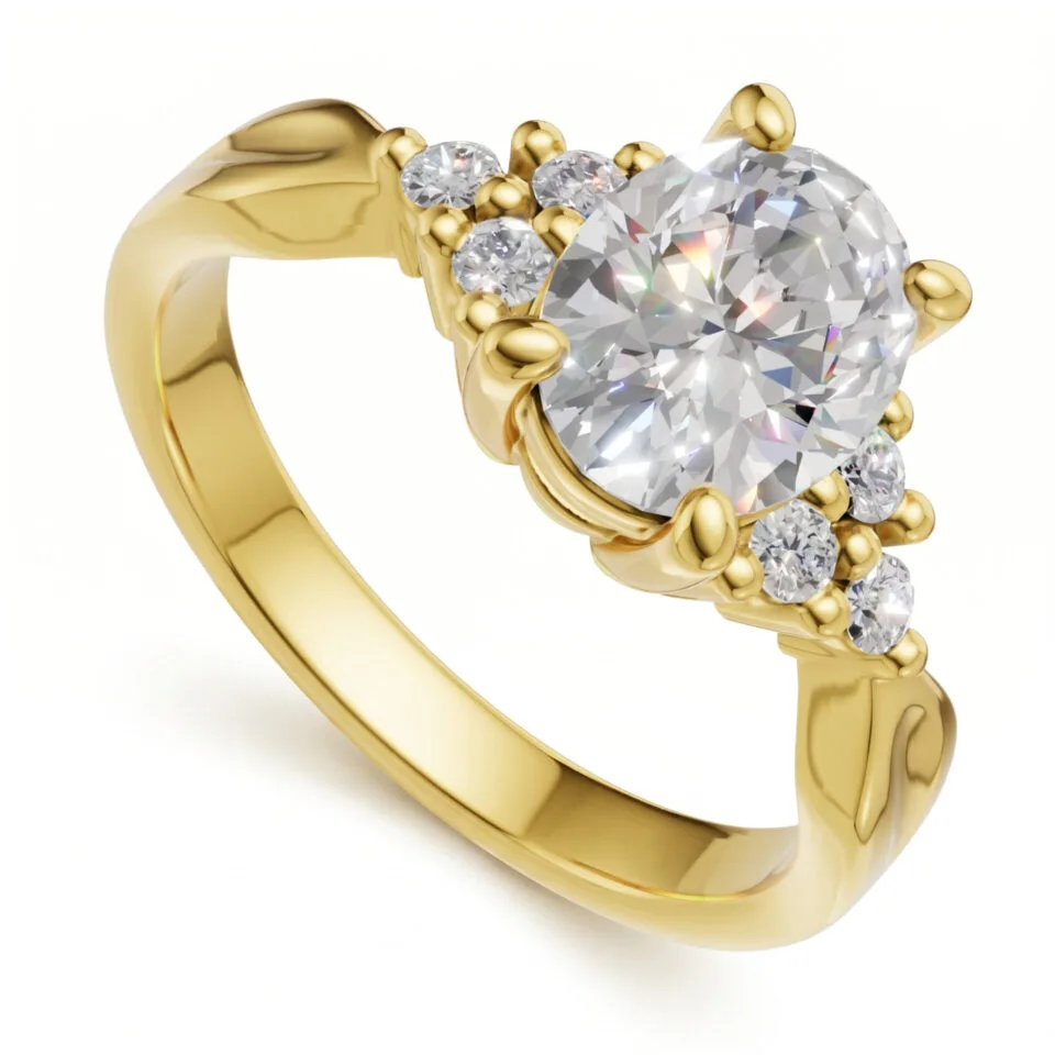 Pierścionek zaręczynowy Vivid II z żółtego złota z diamentami naturalnymi 1.12 ct GESELLE