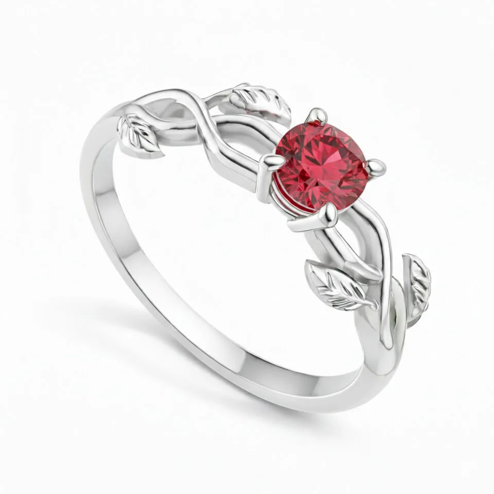 Pierścionek zaręczynowy białe złoto z topazem czerwonym Liana GESELLE