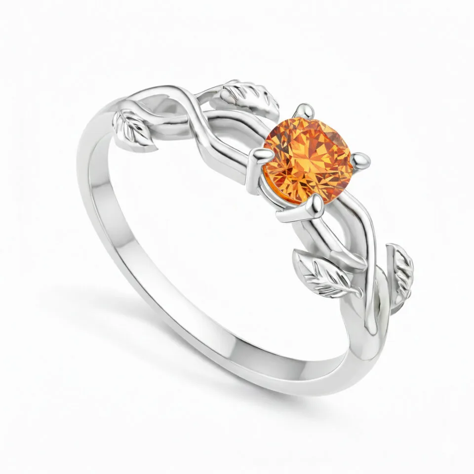 Pierścionek zaręczynowy białe złoto z topazem pomarańczowym Liana GESELLE