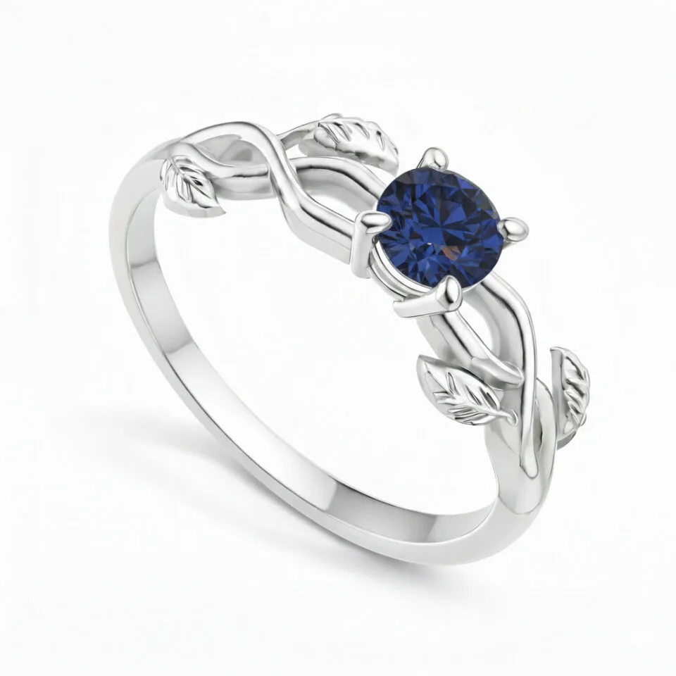Pierścionek zaręczynowy białe złoto z topazem royal blue Liana GESELLE