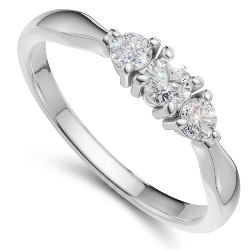 Pierścionek zaręczynowy w białym złocie Elena z diamentami 0.20 ct