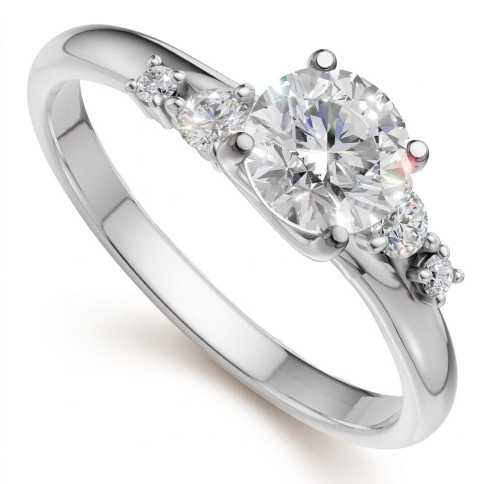 Pierścionek zaręczynowy z białego złota Viviene z diamentami 0.62 ct